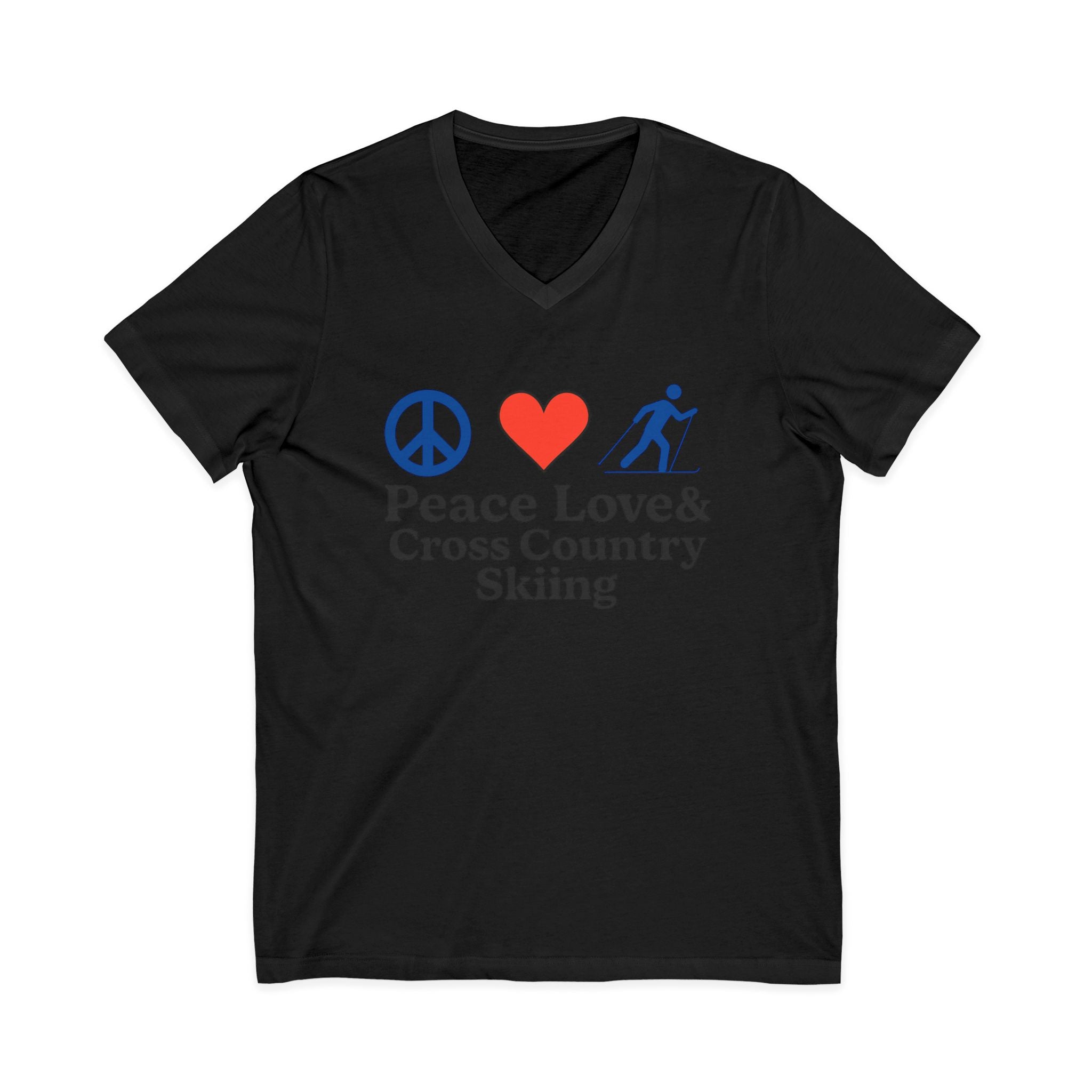 Peace Love & Cross Country Skiing V-Neck Tee