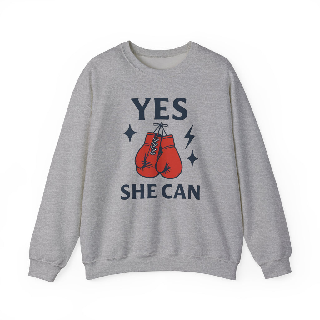 Yes, She Can Boxing Sweatshirt, Unisex Crewneck