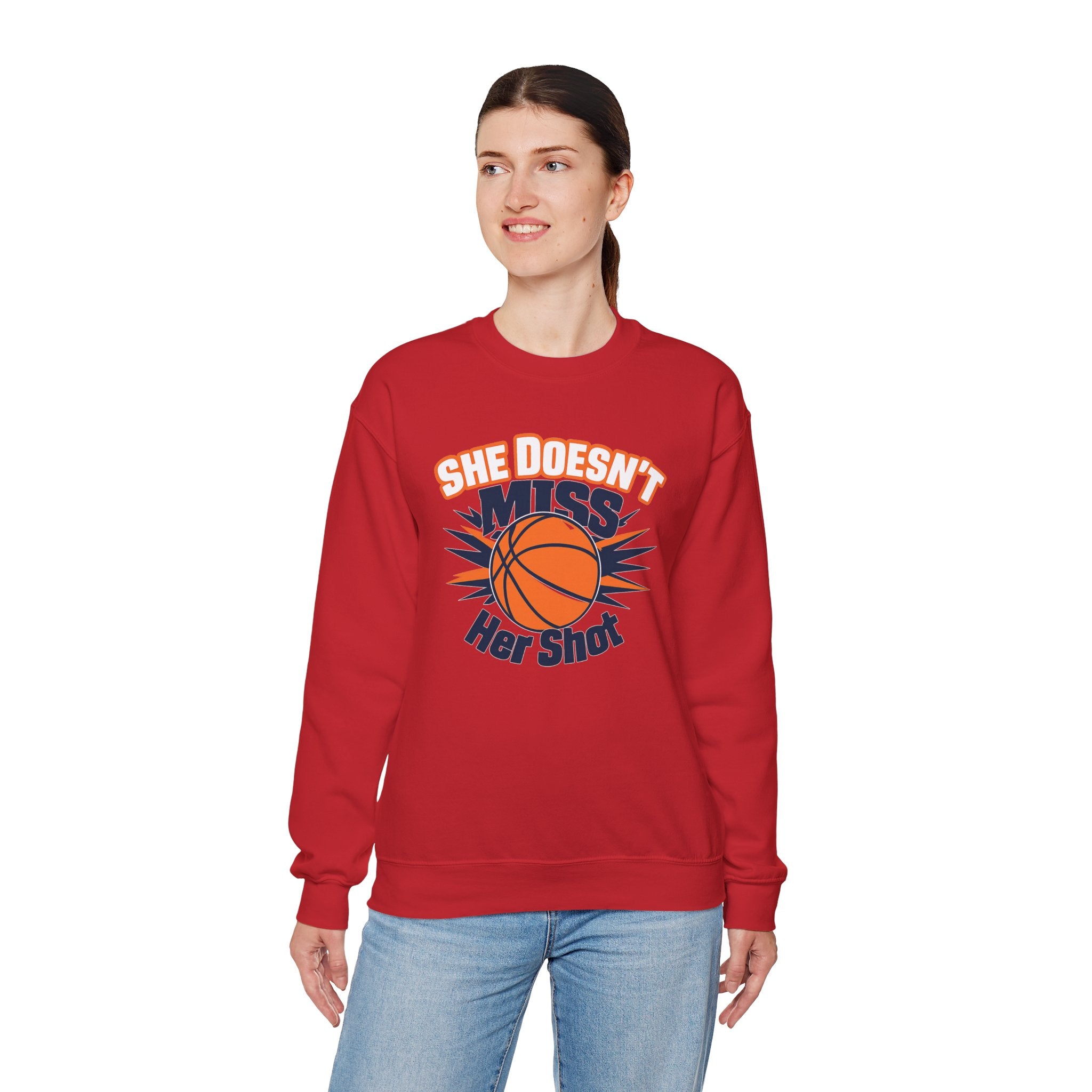 She Doesn't Miss Her Shot Sweatshirt, Unisex Crewneck