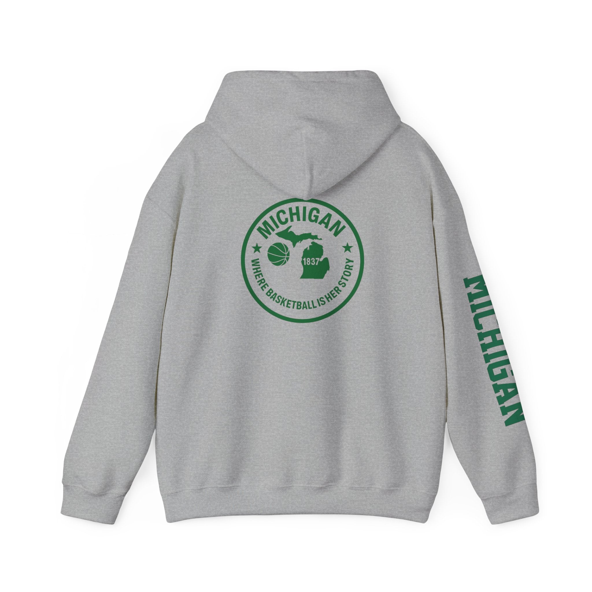 Michigan Basketball Hoodie - Retro Green Emblem "Where Basketball Is The North"