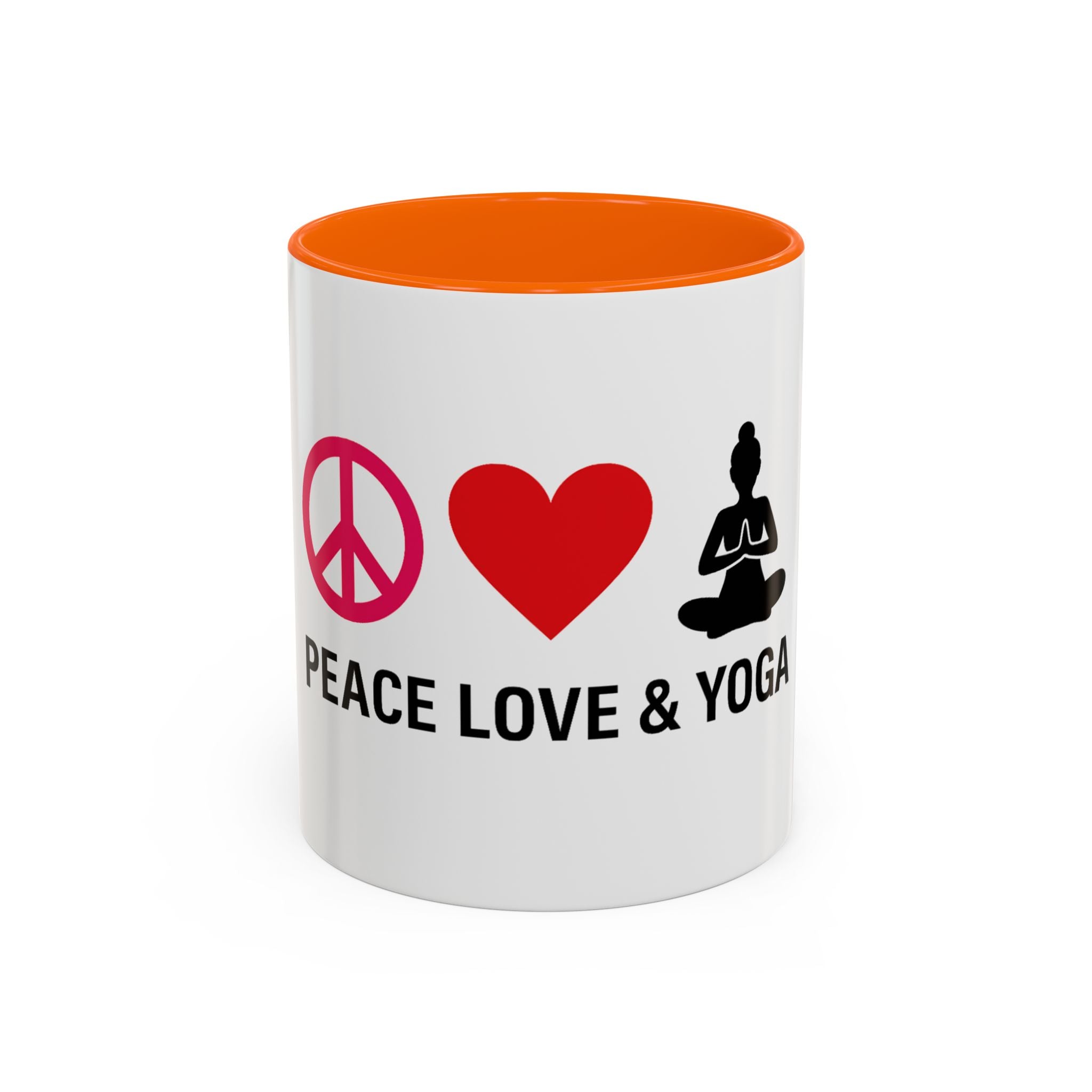 Peace Love & Yoga Accent Coffee Mug