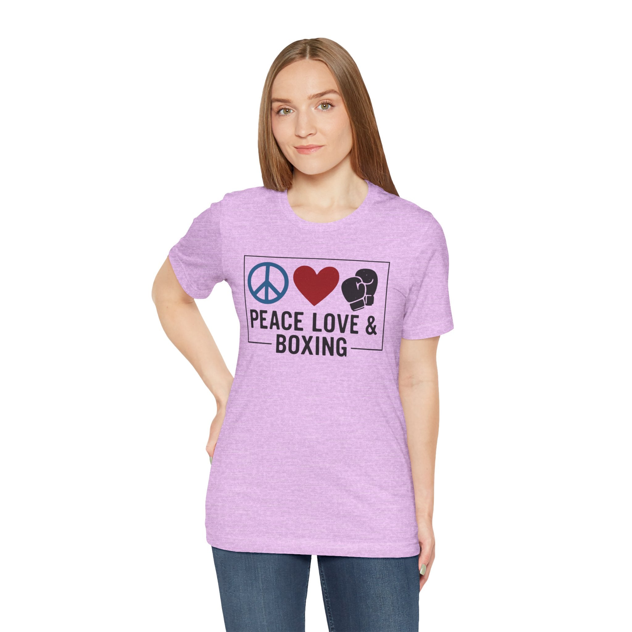 Unisex Jersey Short Sleeve Tee - Peace Love & Boxing T-Shirt