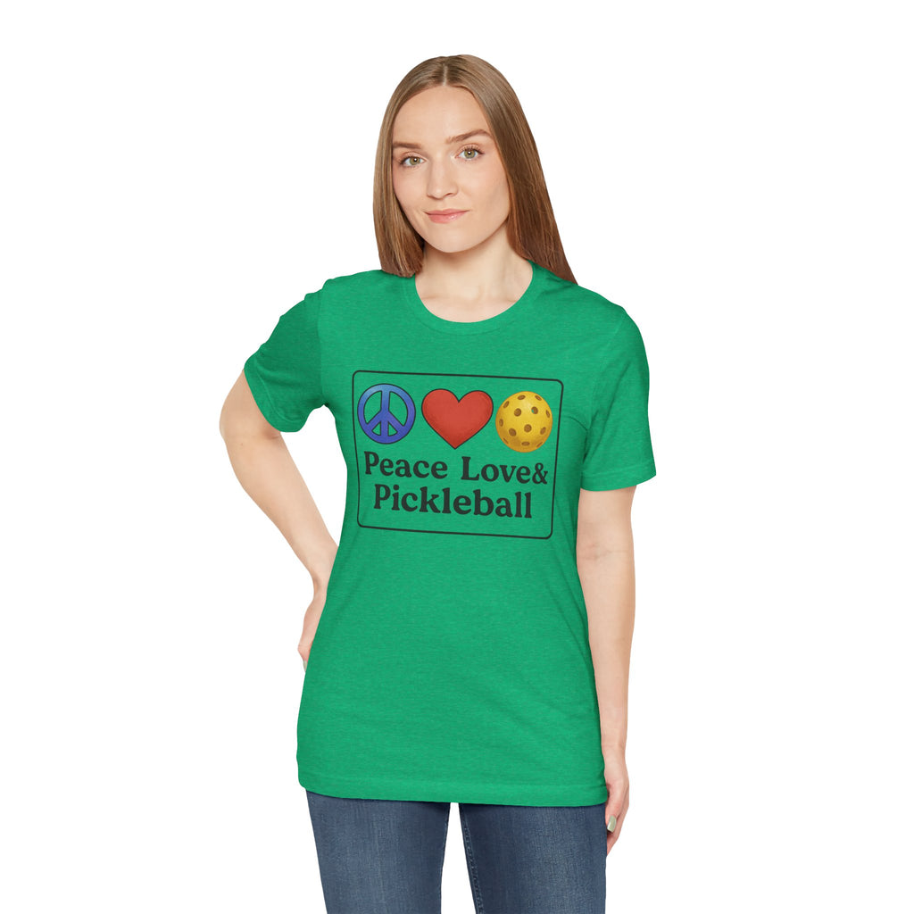 Peace Love & Pickleball Unisex Tee, Fun Pickleball Shirt