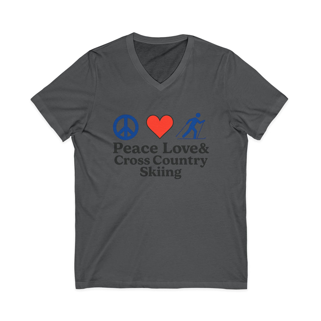 Peace Love & Cross Country Skiing V-Neck Tee