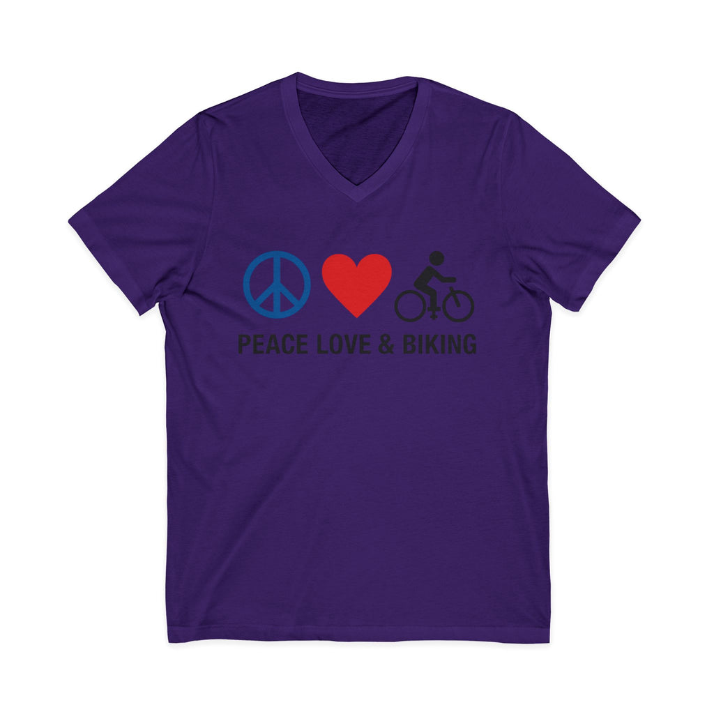 Peace Love & Biking V-Neck Tee