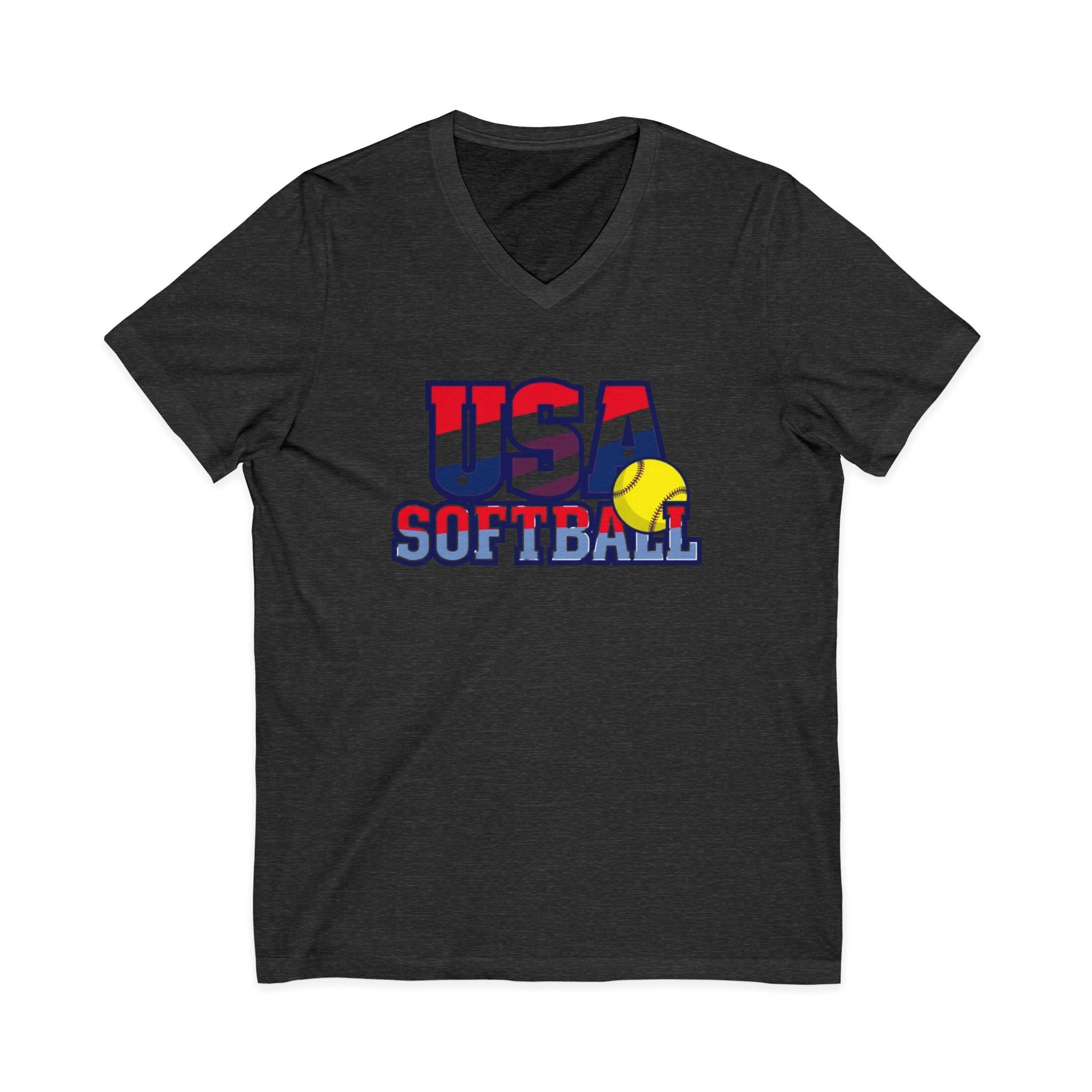 USA Softball V-Neck Tee for Sports Fans