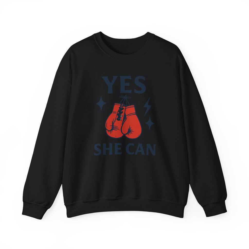 Yes, She Can Boxing Sweatshirt, Unisex Crewneck