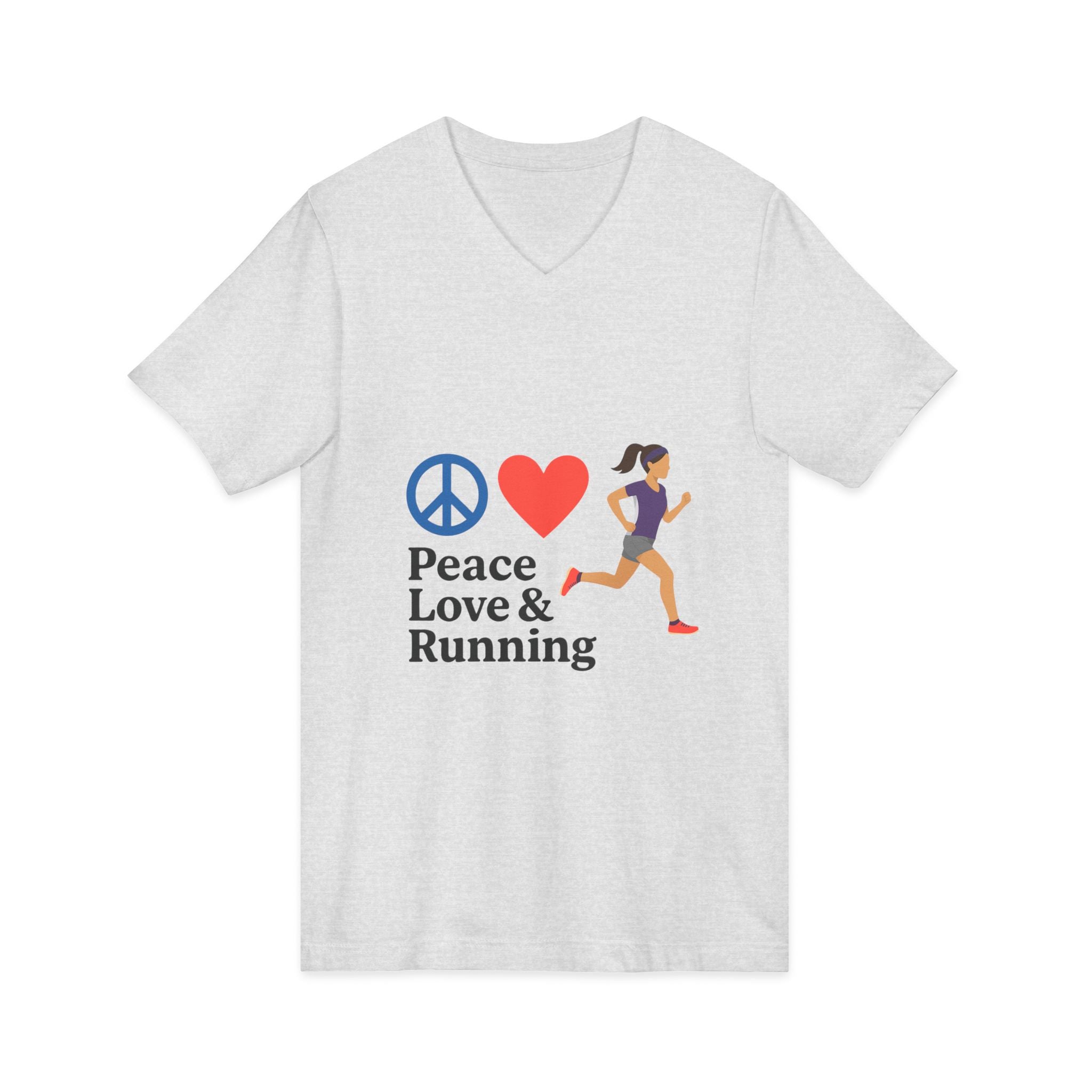 Peace Love & Running V-Neck Tee