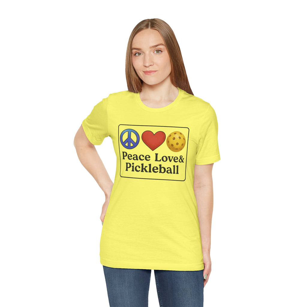 Peace Love & Pickleball Unisex Tee, Fun Pickleball Shirt