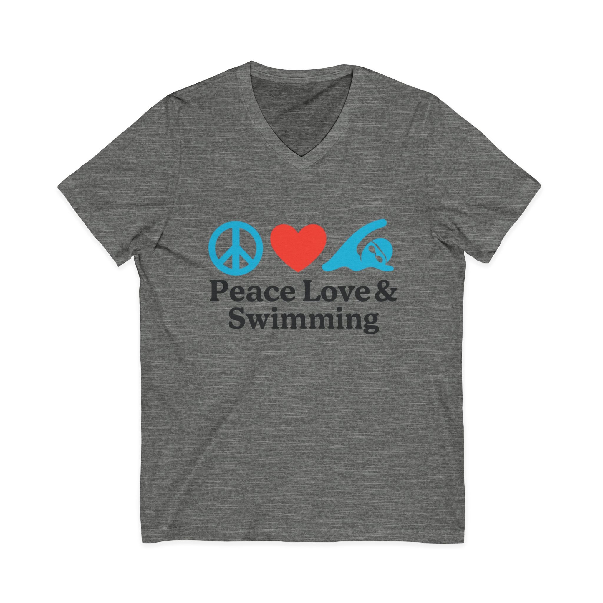 Peace Love & Swimming V-Neck Tee