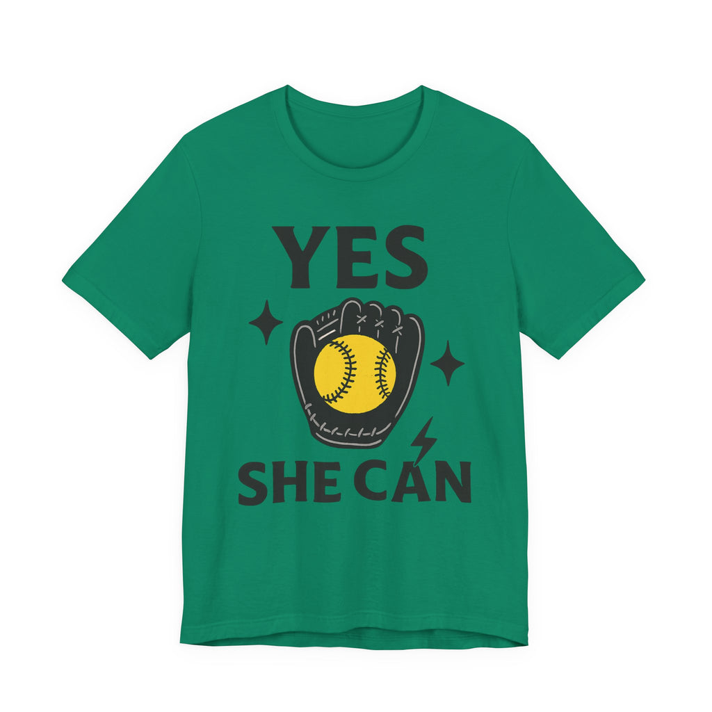 Yes, She Can Softball Unisex Tee