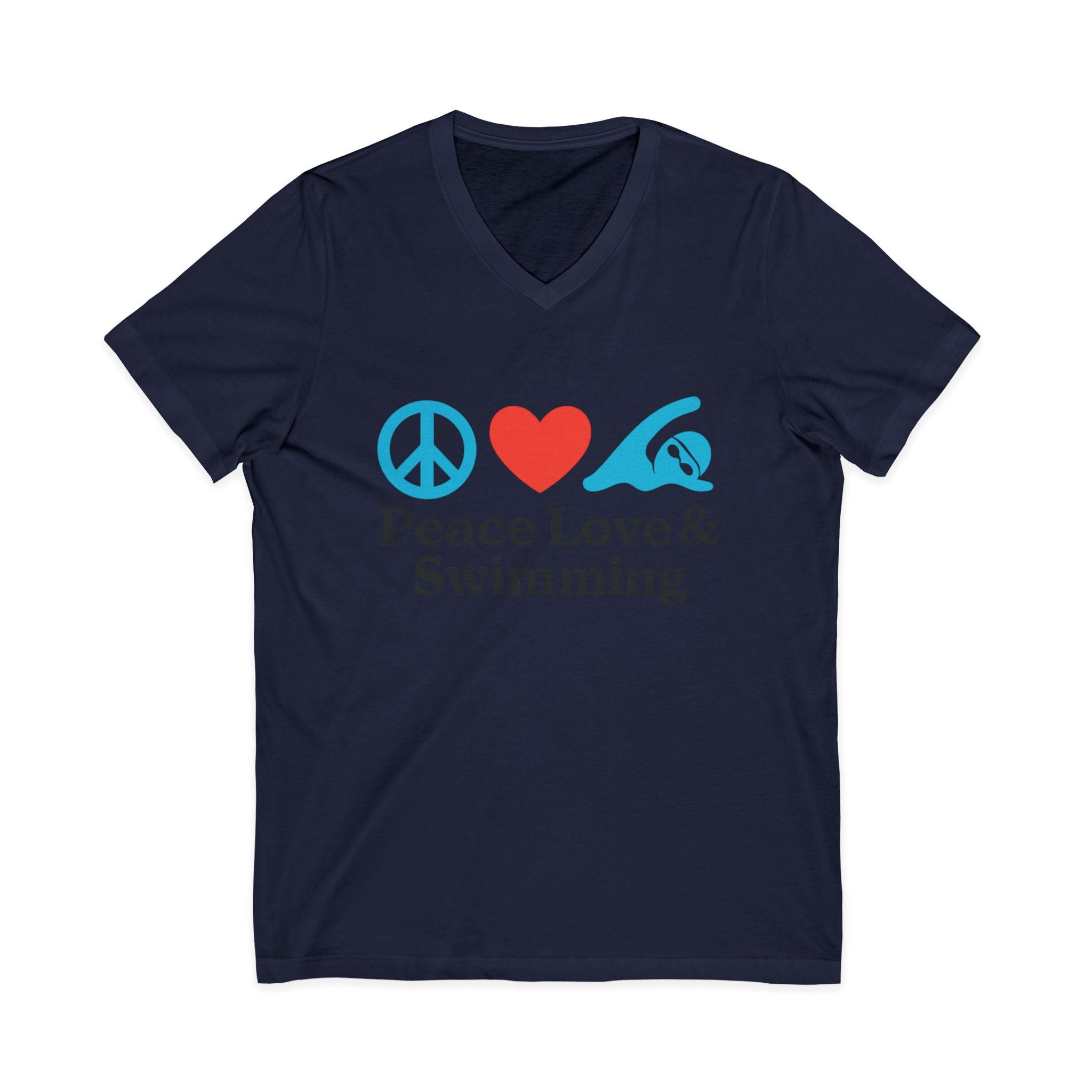 Peace Love & Swimming V-Neck Tee