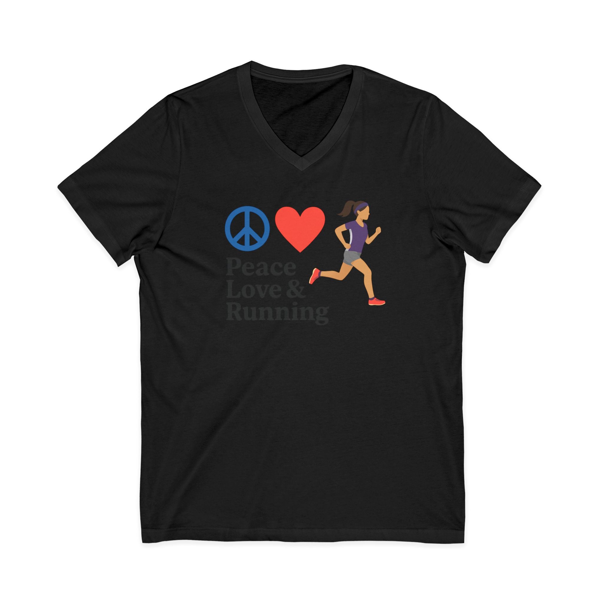Peace Love & Running V-Neck Tee
