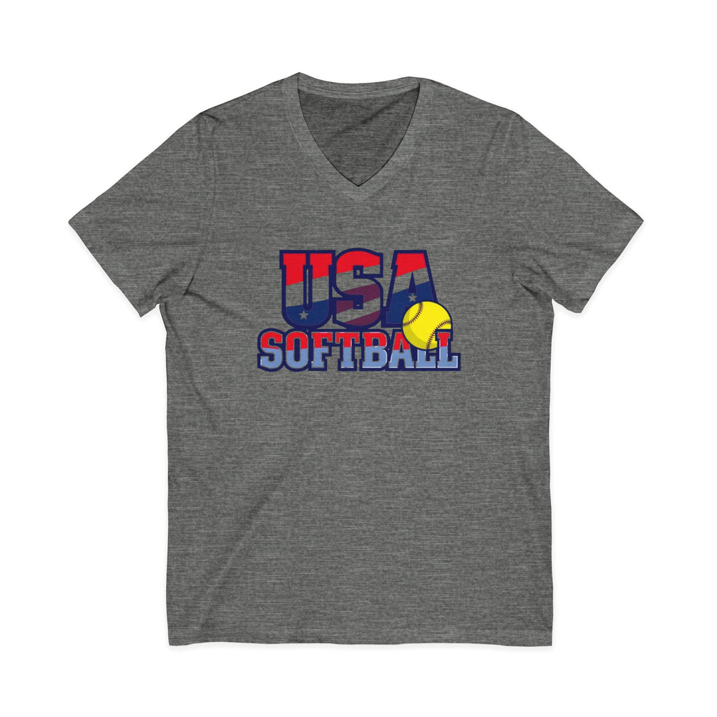USA Softball V-Neck Tee for Sports Fans