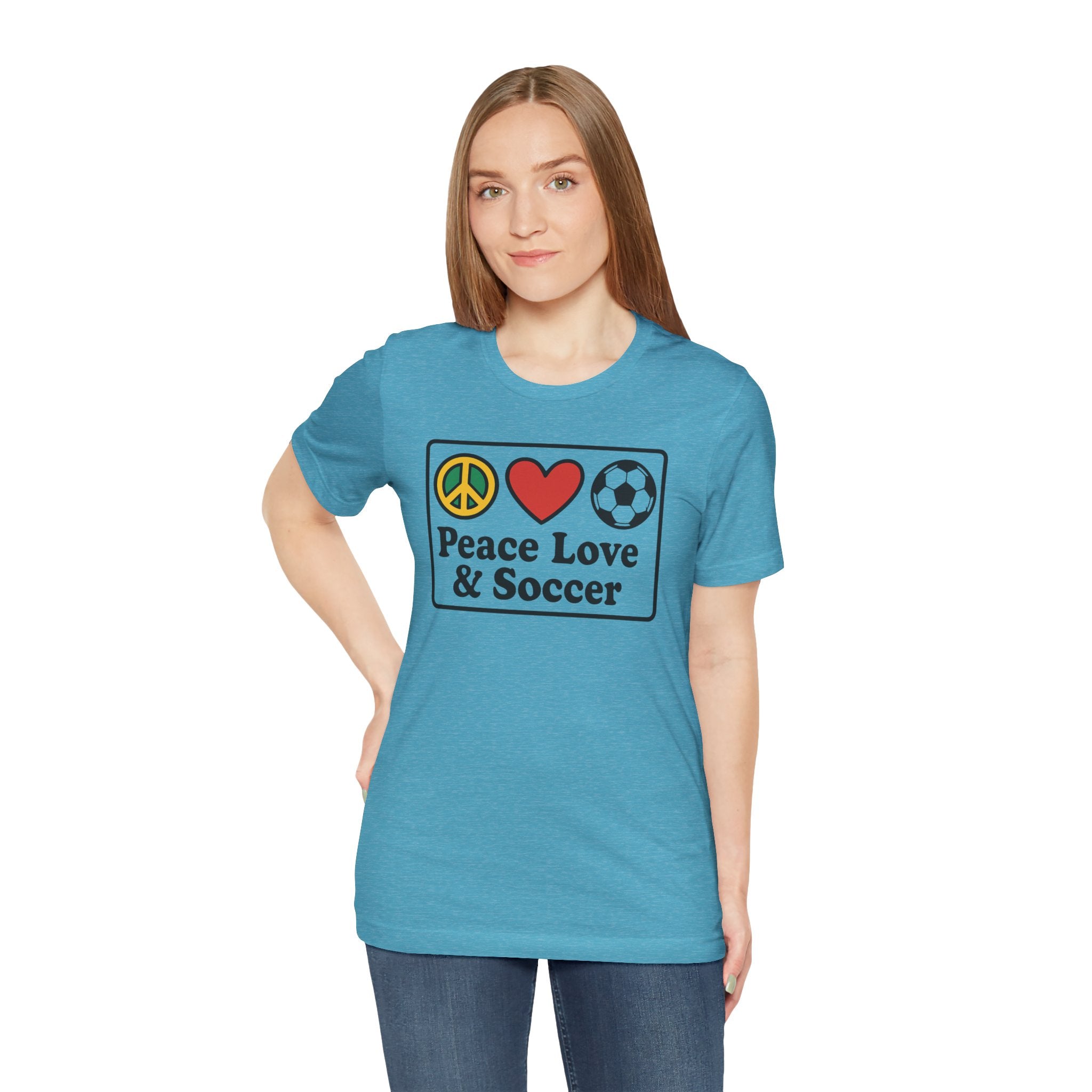 Peace Love Soccer T-Shirt, Unisex Soccer Tee