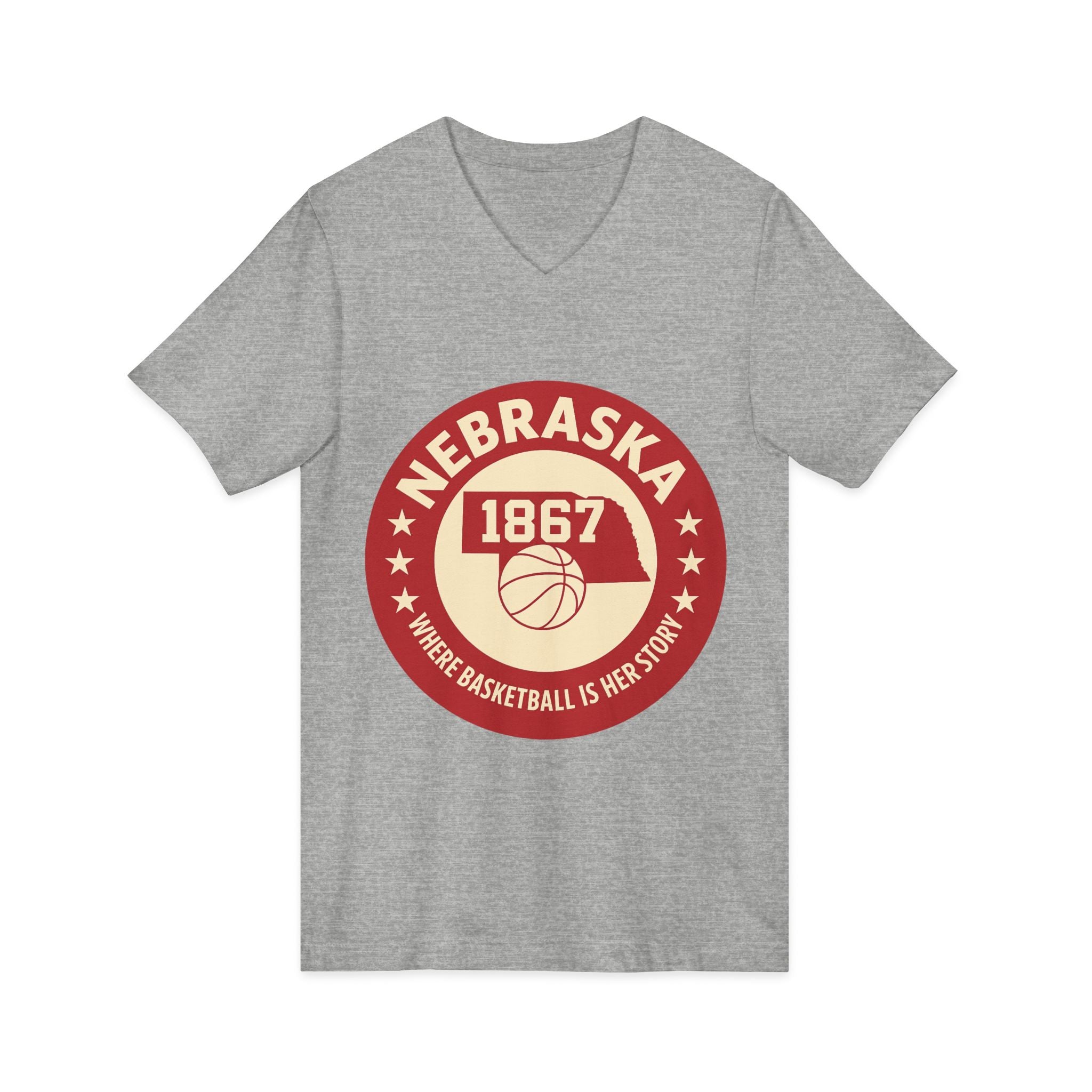Nebraska 1867 Basketball Vintage V-Neck Tee