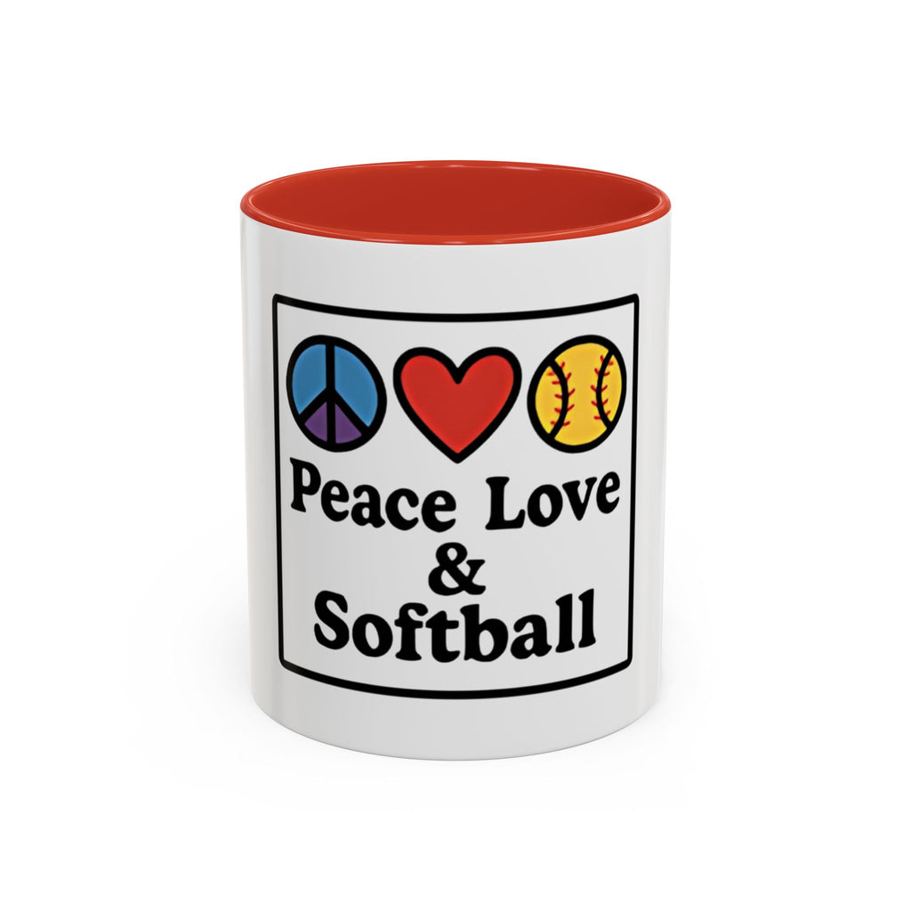 Peace Love Softball Coffee Mug, Sporty Mug for Softball Fans