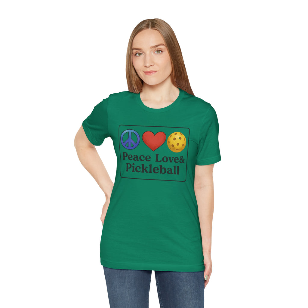 Peace Love & Pickleball Unisex Tee, Fun Pickleball Shirt