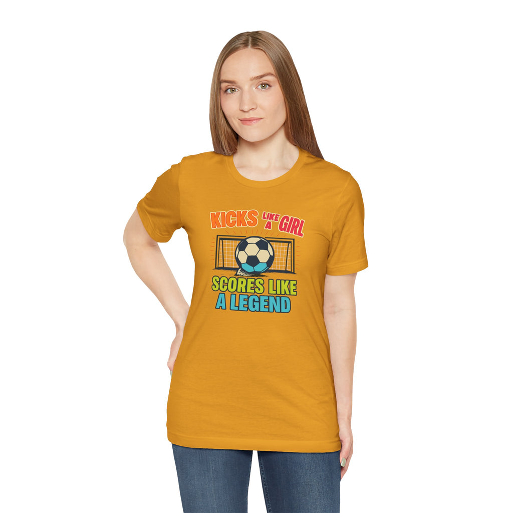 Soccer Inspired Fun Tee - Kicks Like A Girl