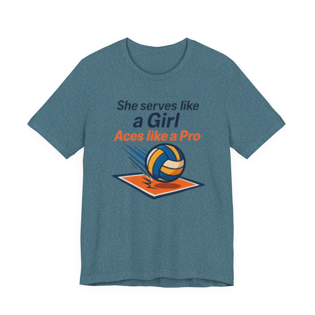 She Serves Like A Girl Tee, Volleyball Shirt