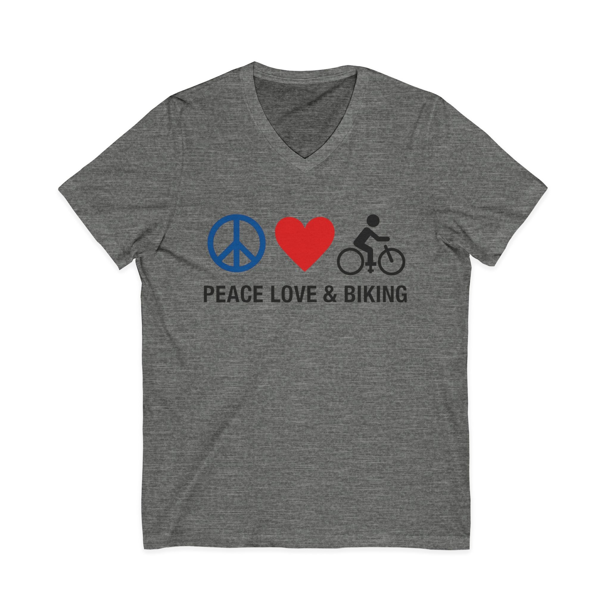 Peace Love & Biking V-Neck Tee