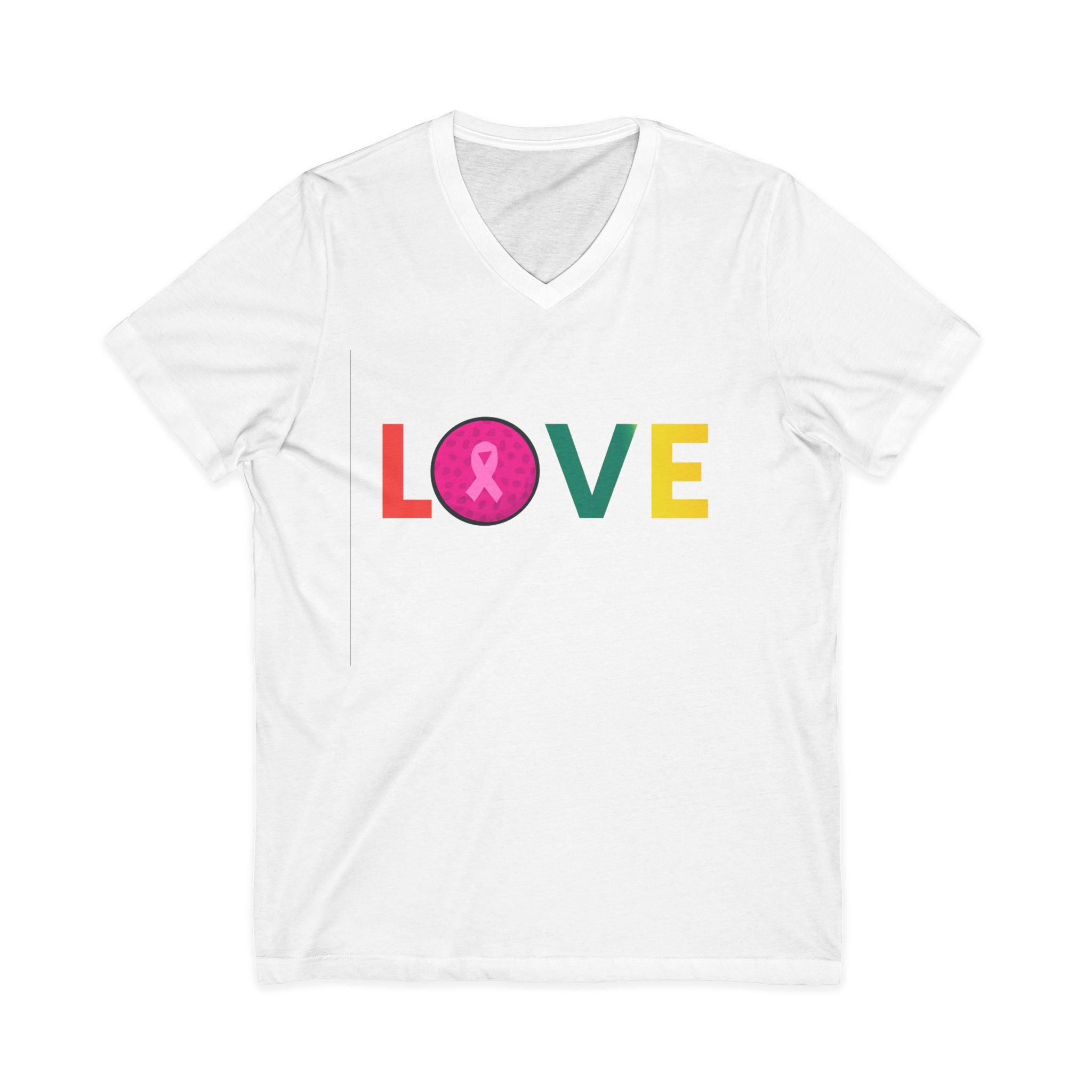 Love V-Neck Tee for Breast Cancer Awareness