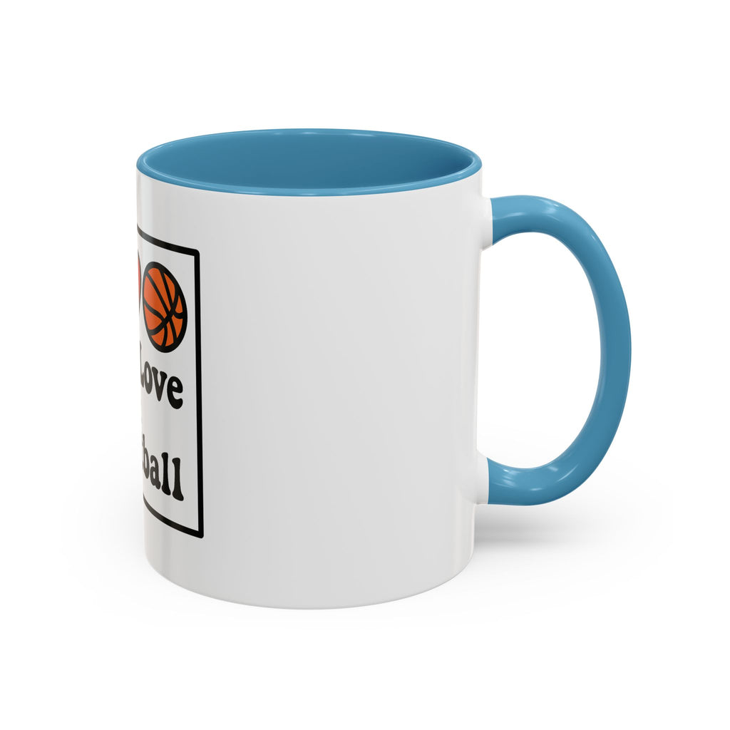 Accent Coffee Mug with Peace, Love & Basketball Design