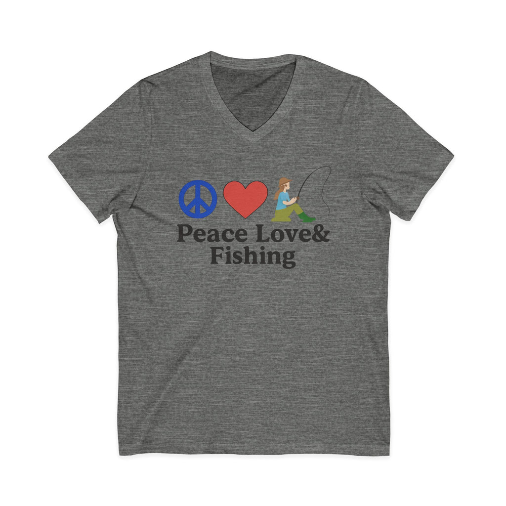 Peace, Love & Fishing V-Neck Tee