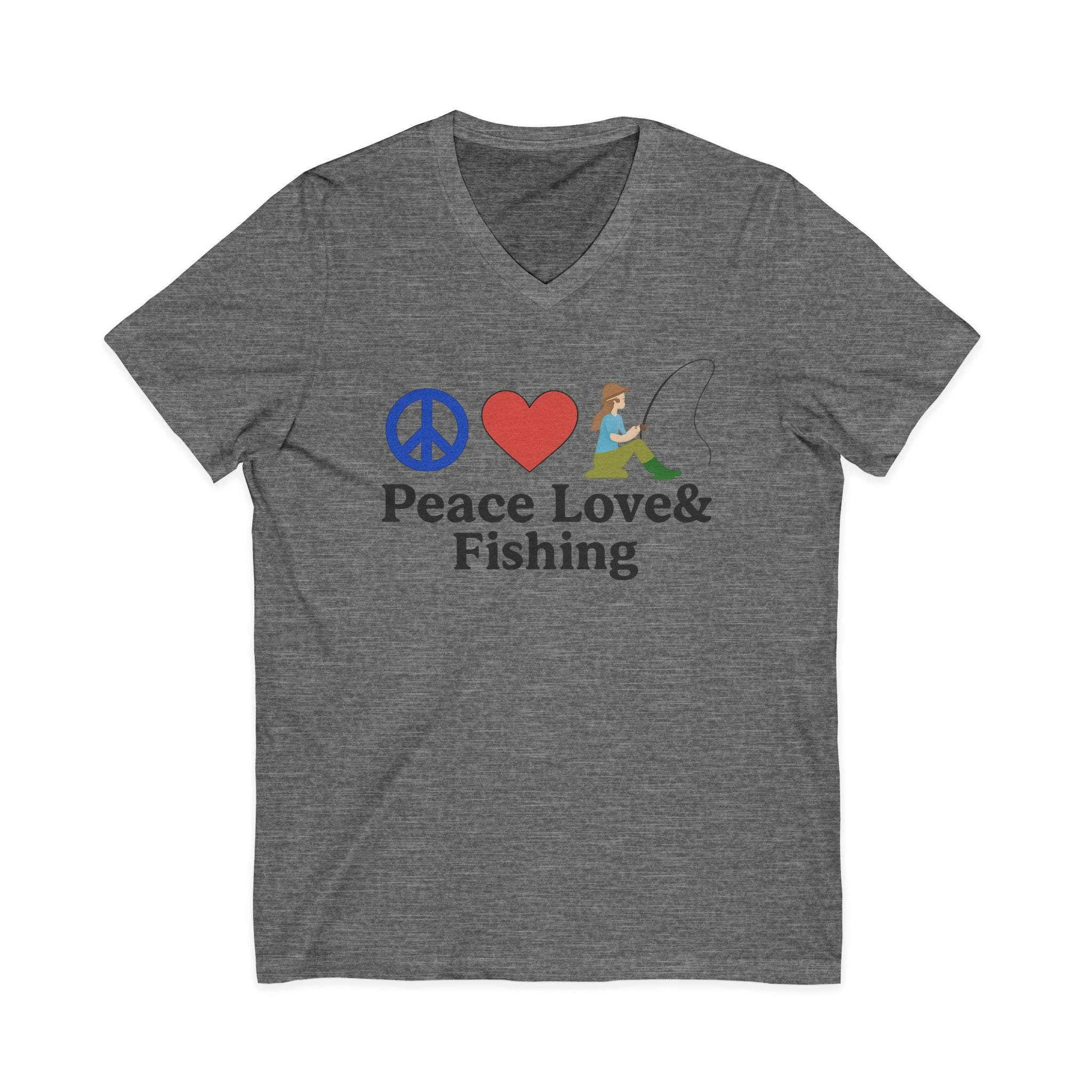 Peace, Love & Fishing V-Neck Tee