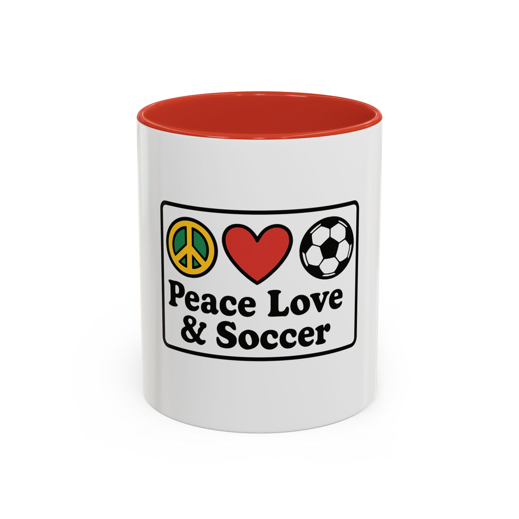 Peace Love & Soccer Coffee Mug - Fun Soccer Gift for Fans