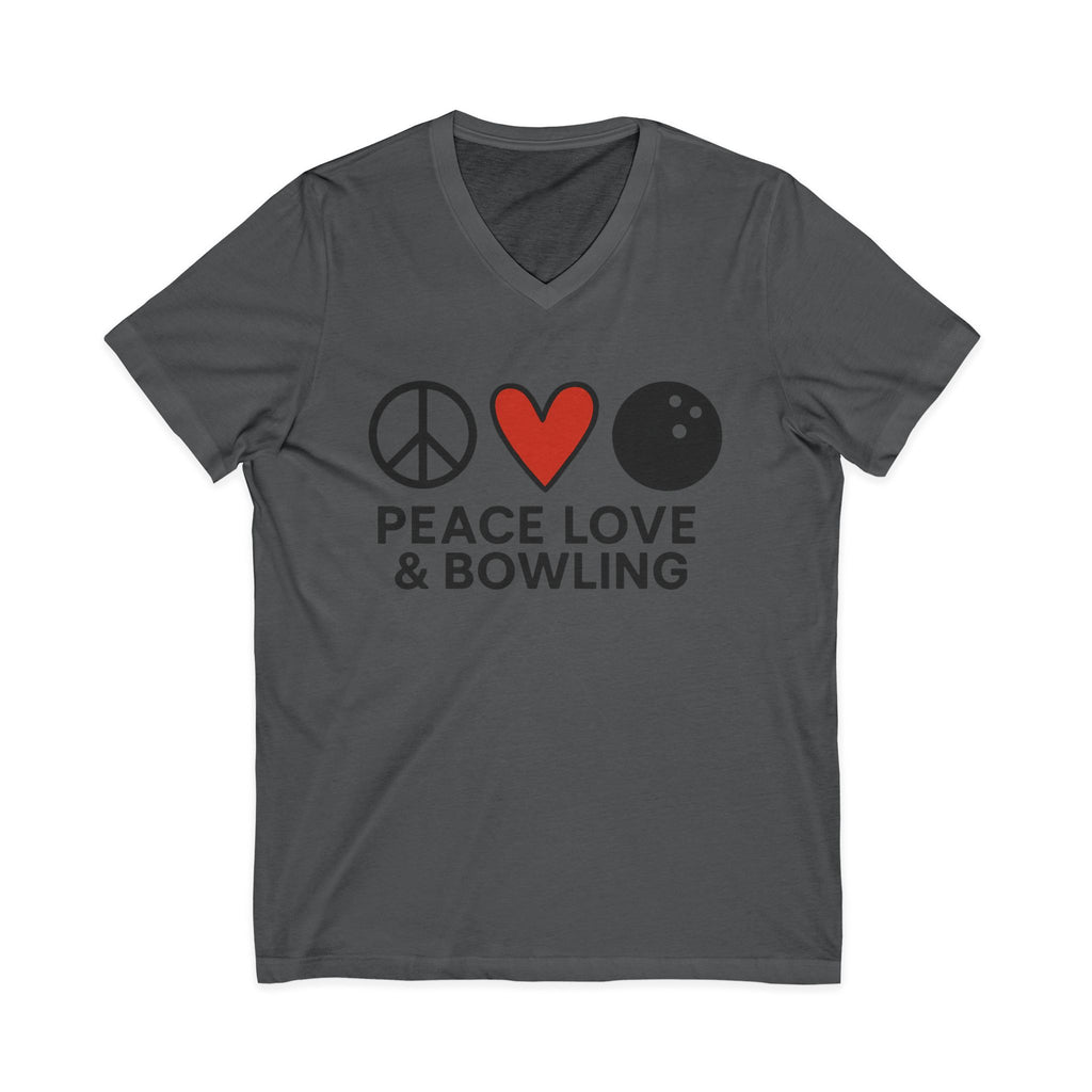 Peace, Love & Bowling V-Neck Tee