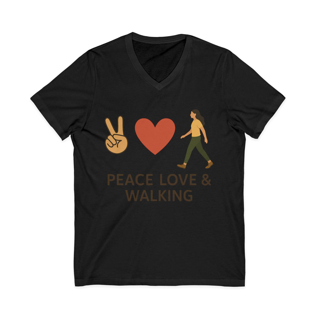 Peace, Love & Walking V-Neck Tee