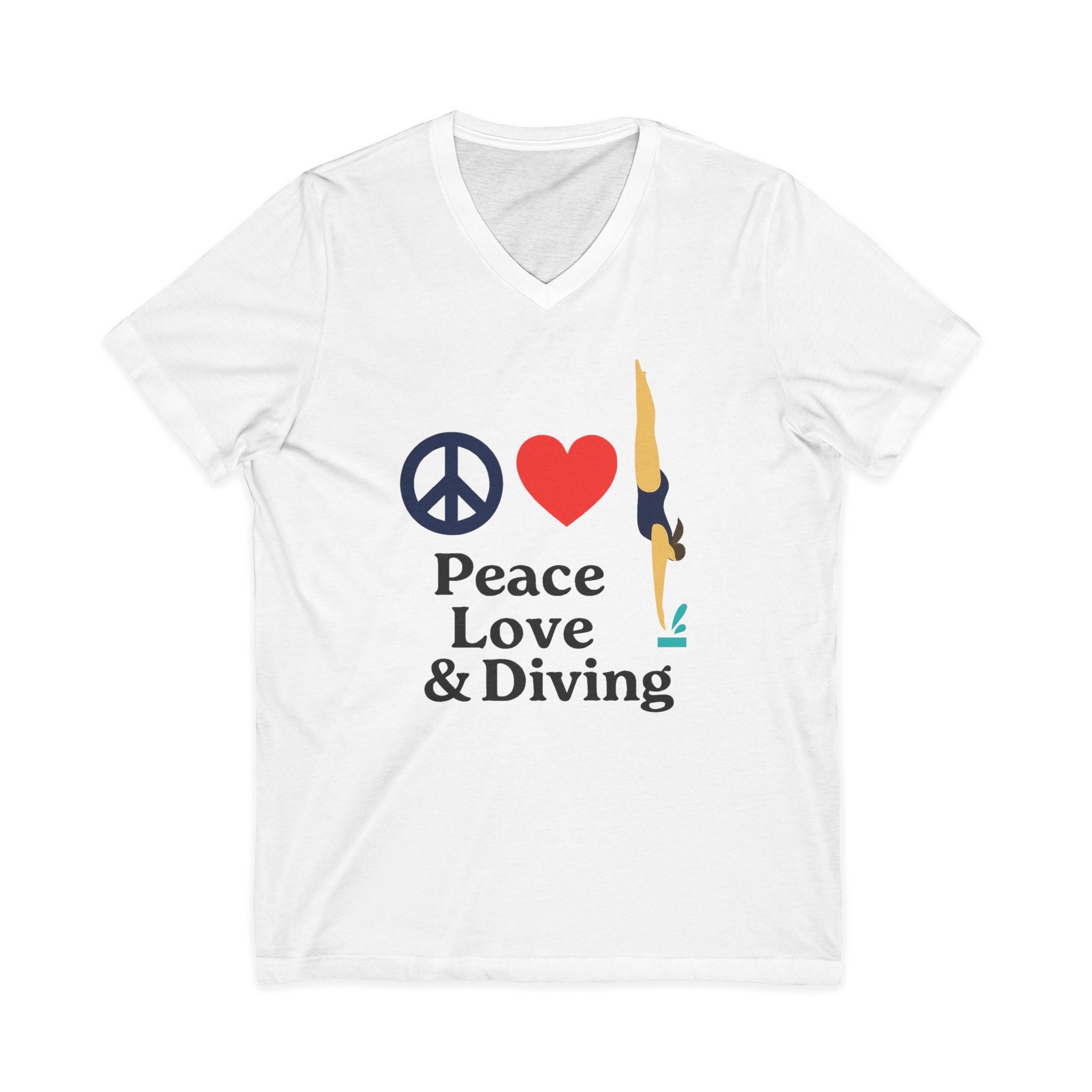 Peace Love & Diving V-Neck Tee