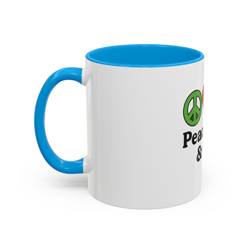 Peace, Love & Golf Mug - Colorful Ceramic Coffee Cup for Golf Lovers