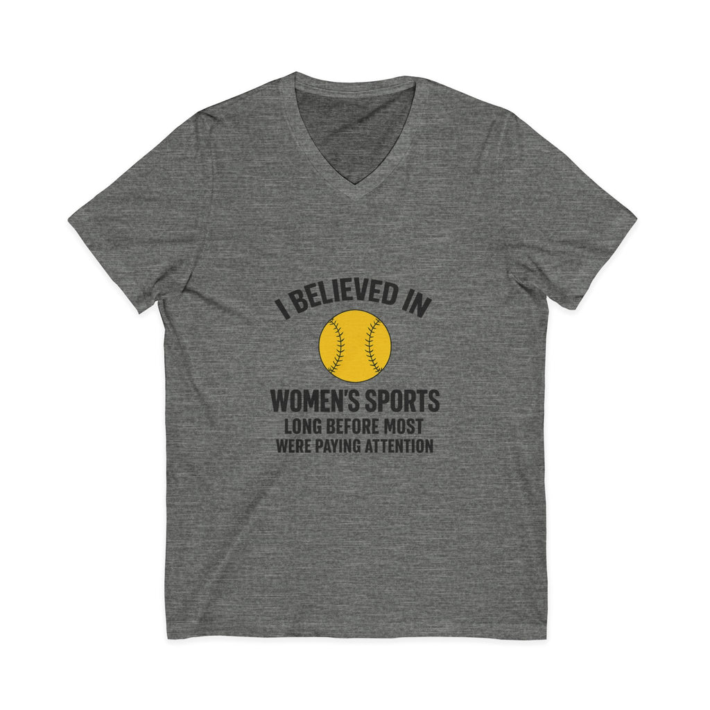 Women’s Sports V-Neck Tee – I Believed in Women’s Sports