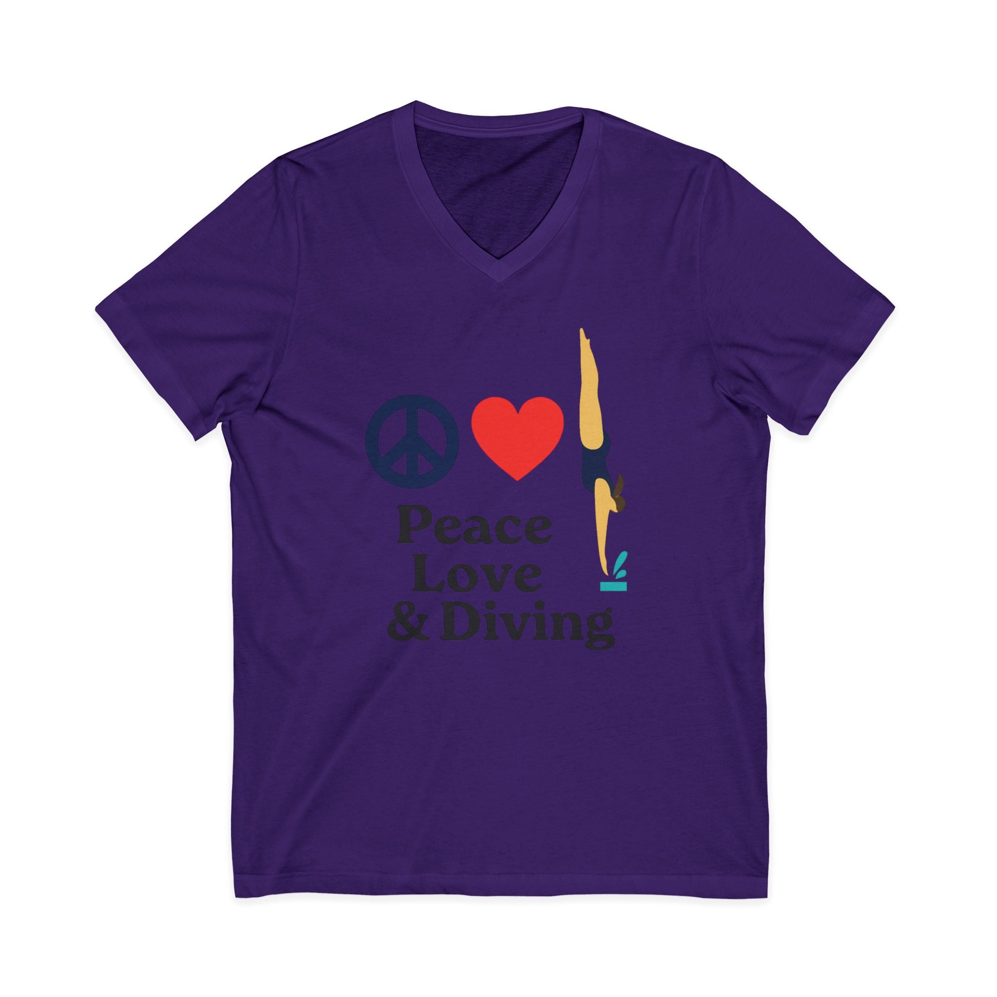 Peace Love & Diving V-Neck Tee
