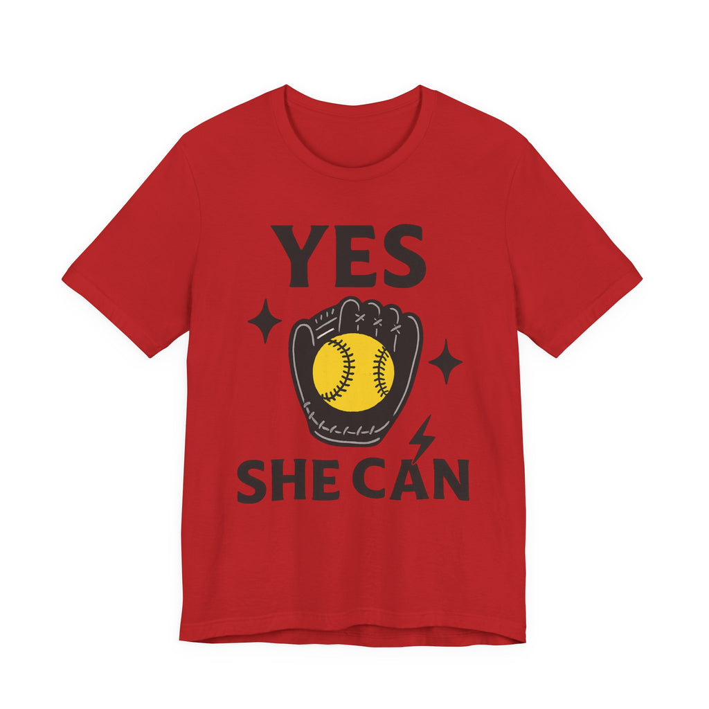 Yes, She Can Softball Unisex Tee