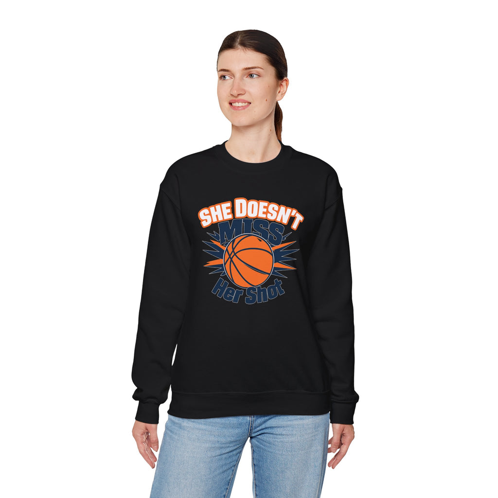 She Doesn't Miss Her Shot Sweatshirt, Unisex Crewneck