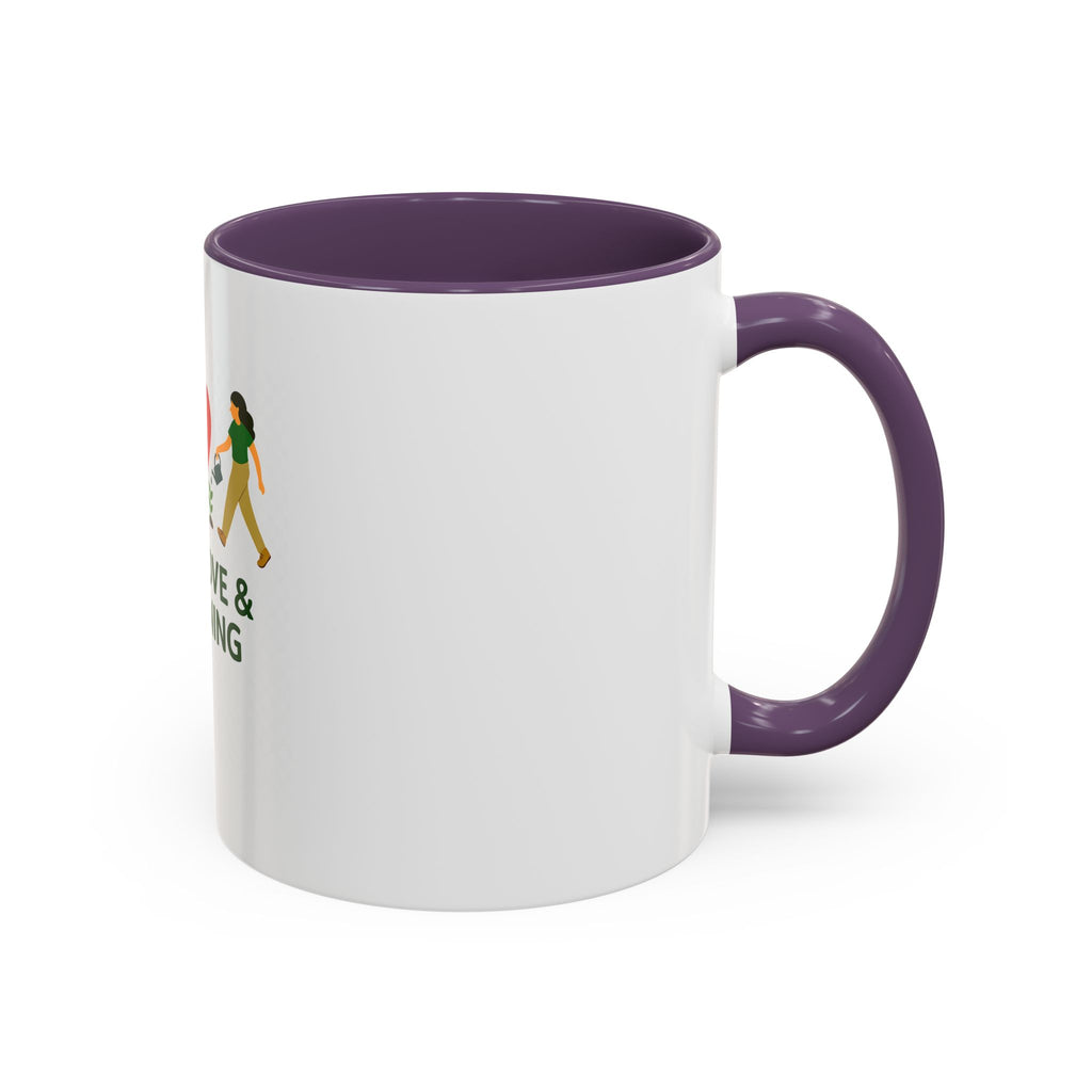 Peace, Love & Gardening Accent Coffee Mug — Gardener Gift (11/15oz)