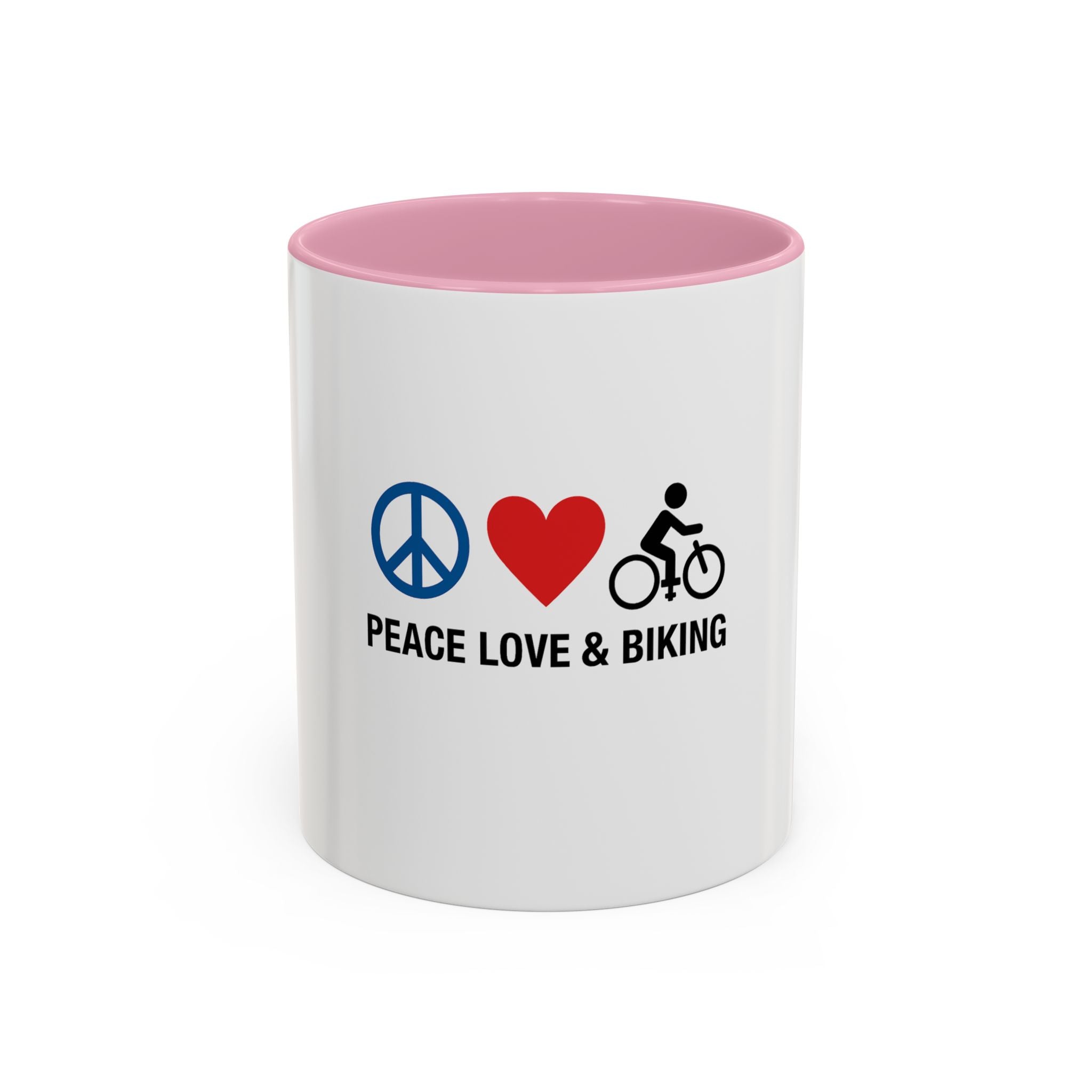 Peace Love Biking Mug - Colorful 11oz & 15oz Coffee Cup