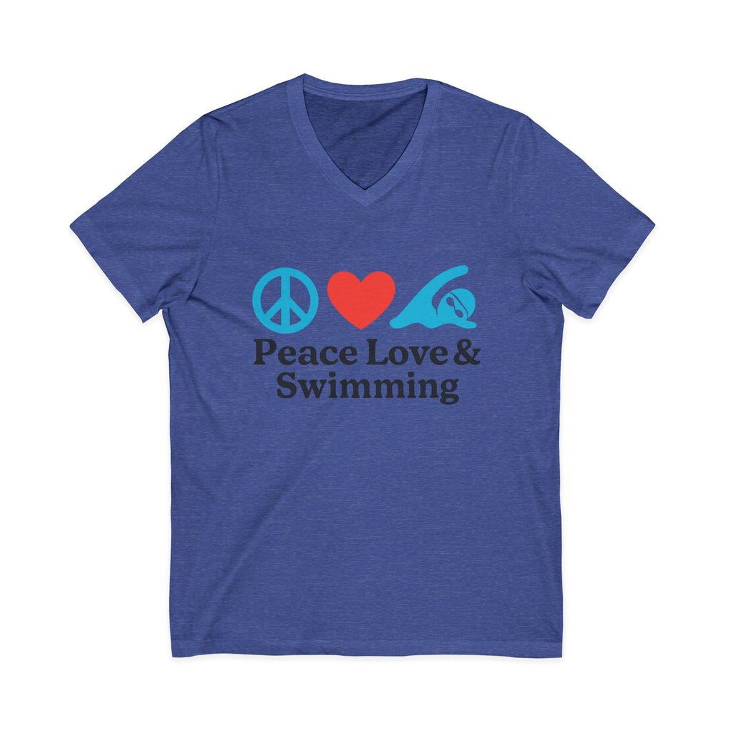 Peace Love & Swimming V-Neck Tee