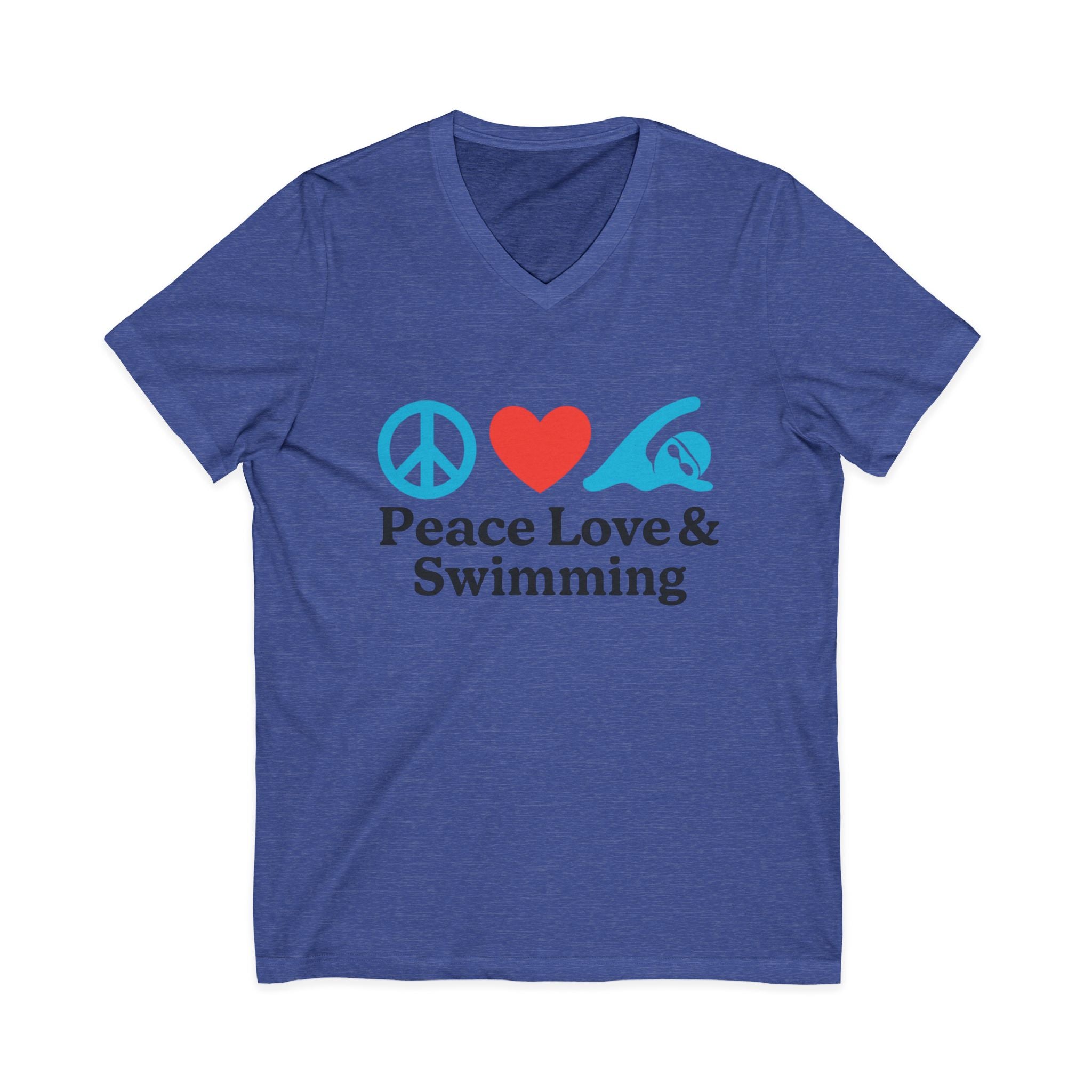 Peace Love & Swimming V-Neck Tee