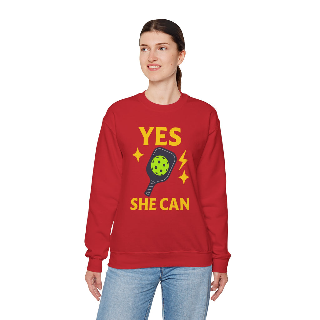 Yes, She Can Pickleball Sweatshirt, Unisex Crewneck