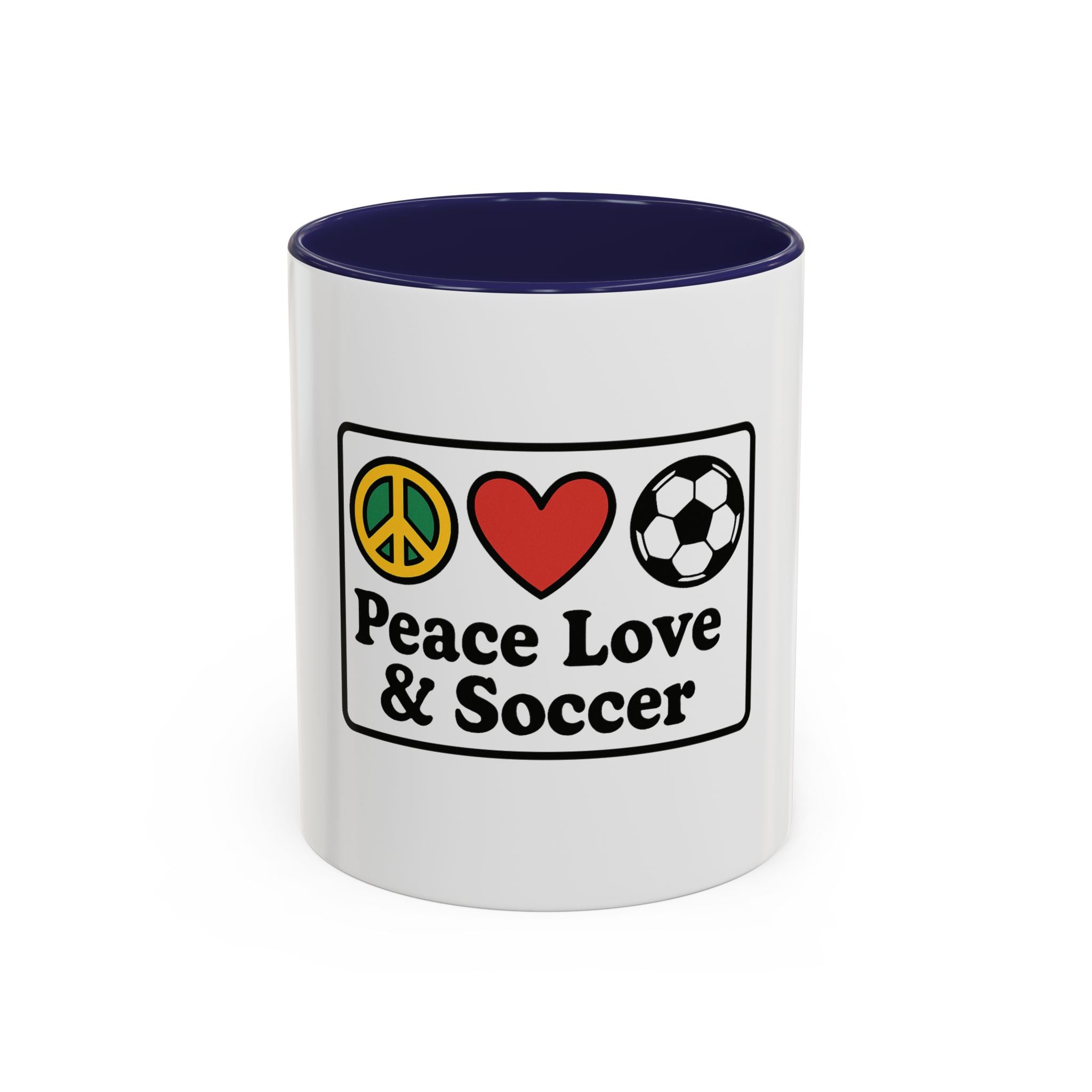 Peace Love & Soccer Coffee Mug - Fun Soccer Gift for Fans