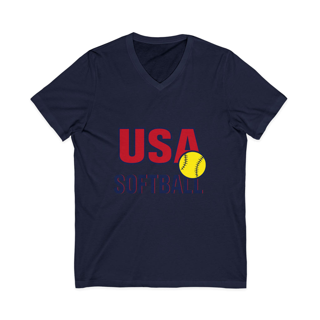 USA Softball V-Neck Tee for Sports Fans