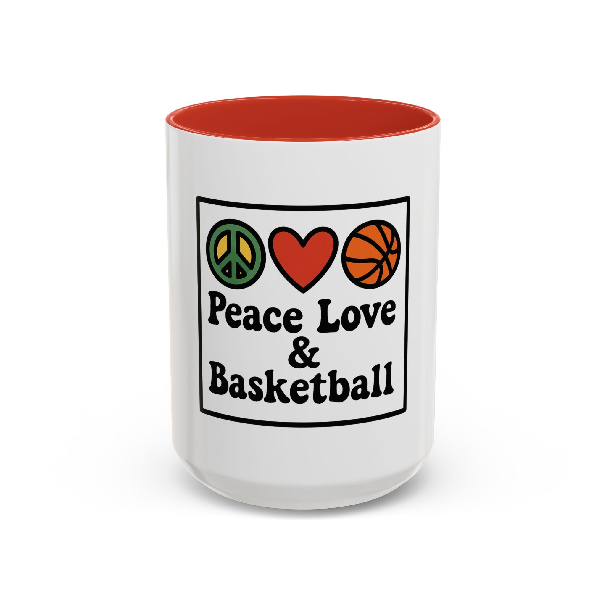 Accent Coffee Mug with Peace, Love & Basketball Design