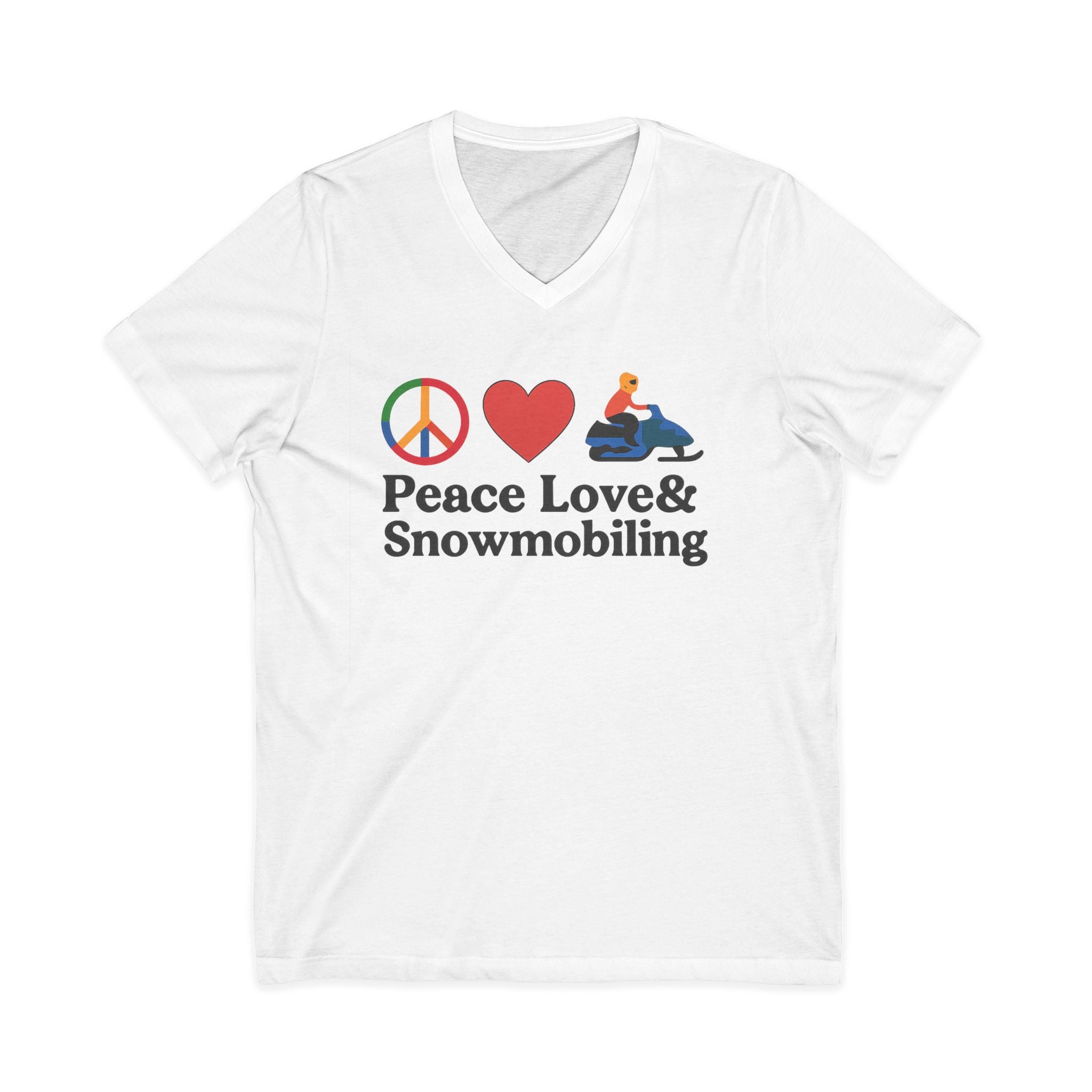 Peace, Love & Snowmobiling V-Neck Tee