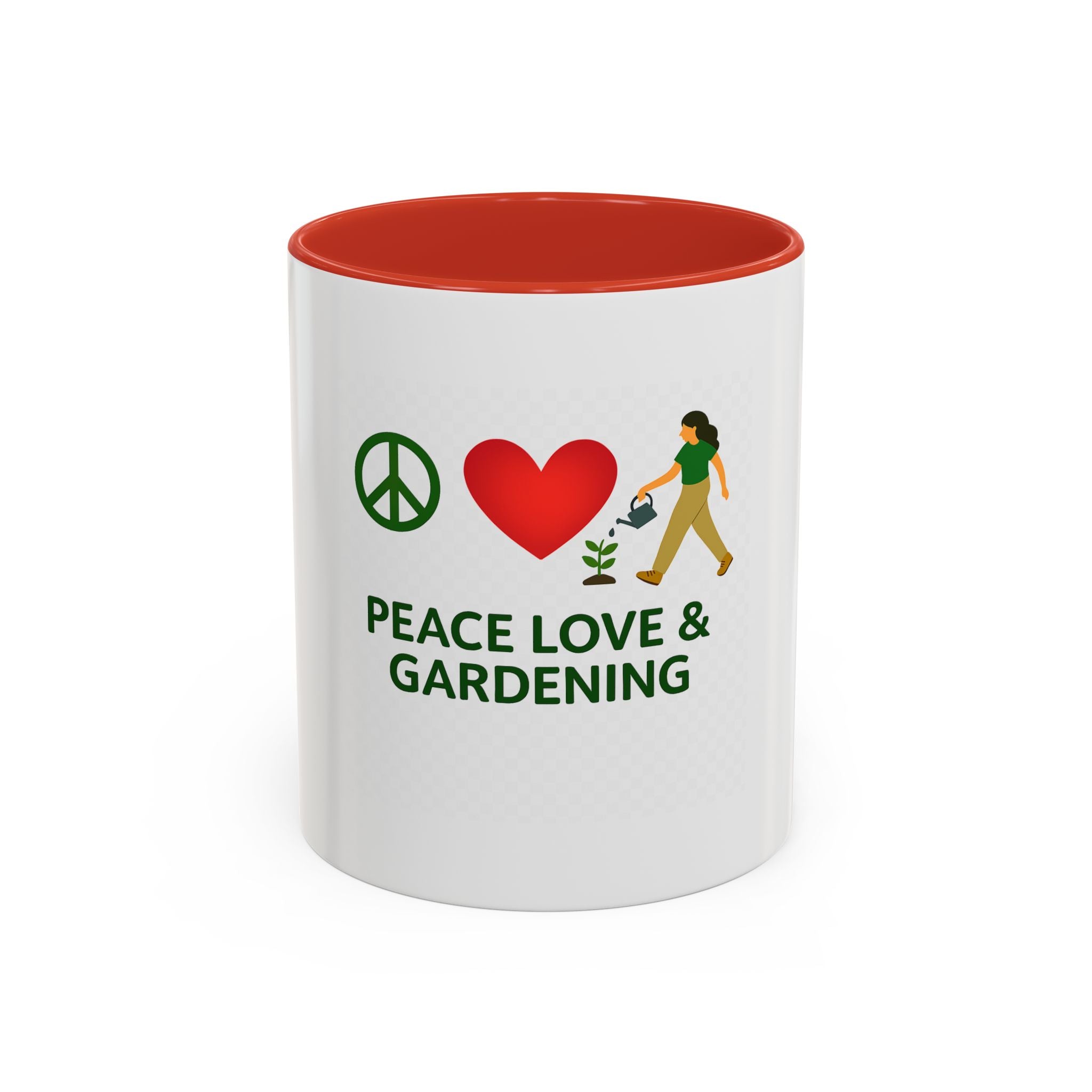 Peace, Love & Gardening Accent Coffee Mug — Gardener Gift (11/15oz)