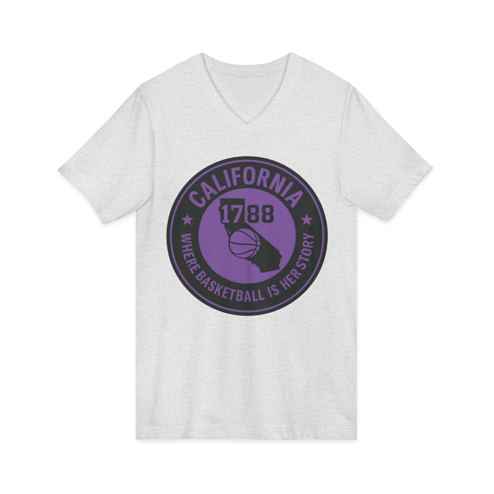 California Basketball Herstory V-Neck Tee