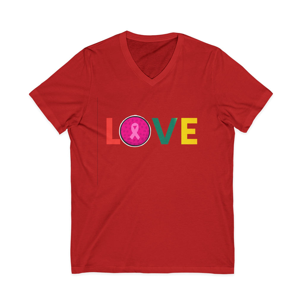 Love V-Neck Tee for Breast Cancer Awareness